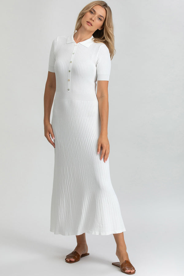 CAMELIA | White Flared Dress with Collar
