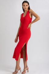 DALIA | Abito Aderente Rosso con Scollo a V