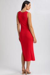 DALIA | Abito Aderente Rosso con Scollo a V