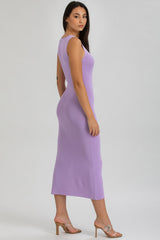 DALIA | Abito Aderente Viola con Scollo a V