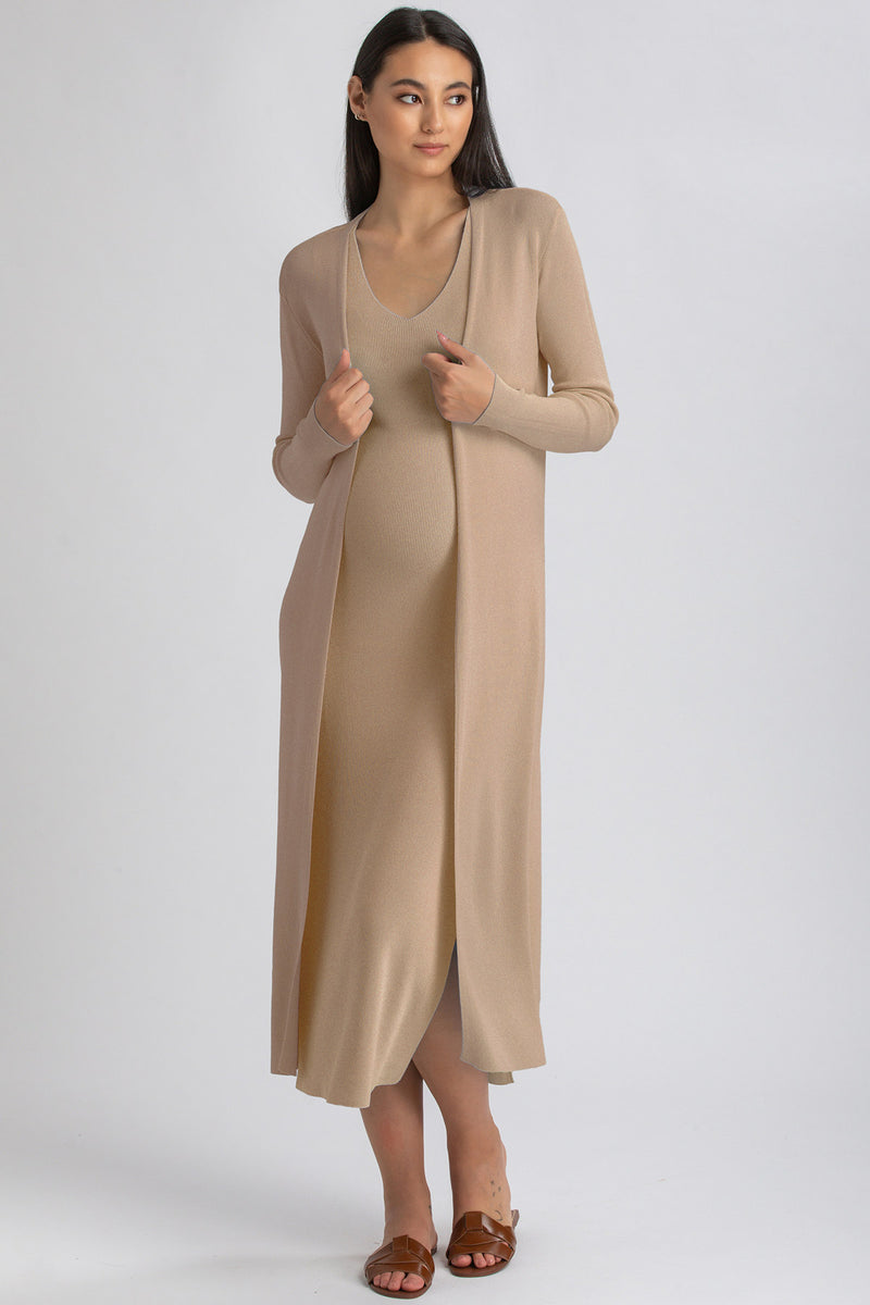 TULIP | Cardigan Premaman Marrone con Spacchi Laterali