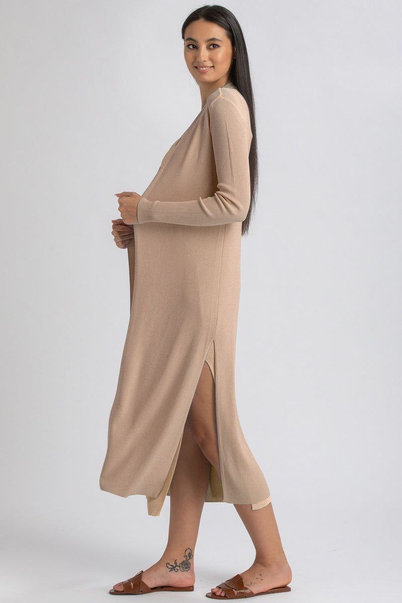 TULIP | Cardigan Premaman Marrone con Spacchi Laterali