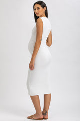 IRIS | Abito Premaman Aderente Bianco a Costine