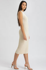 IRIS | Cream Ribbed Fitted Dress