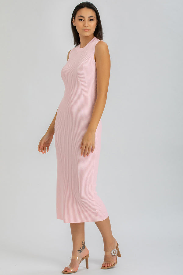 IRIS | Pink Ribbed Fitted Dress