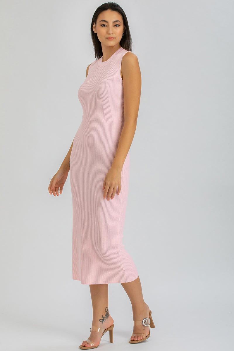 IRIS | Pink Ribbed Fitted Dress