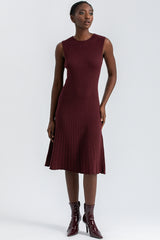 CORA | Burgundy Bodycon Dress with a Round Neckline