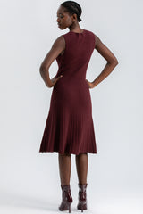 CORA | Burgundy Bodycon Dress with a Round Neckline