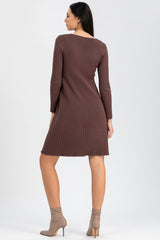 BIANCA | Abito Premaman Aderente Marrone con Scollo a V