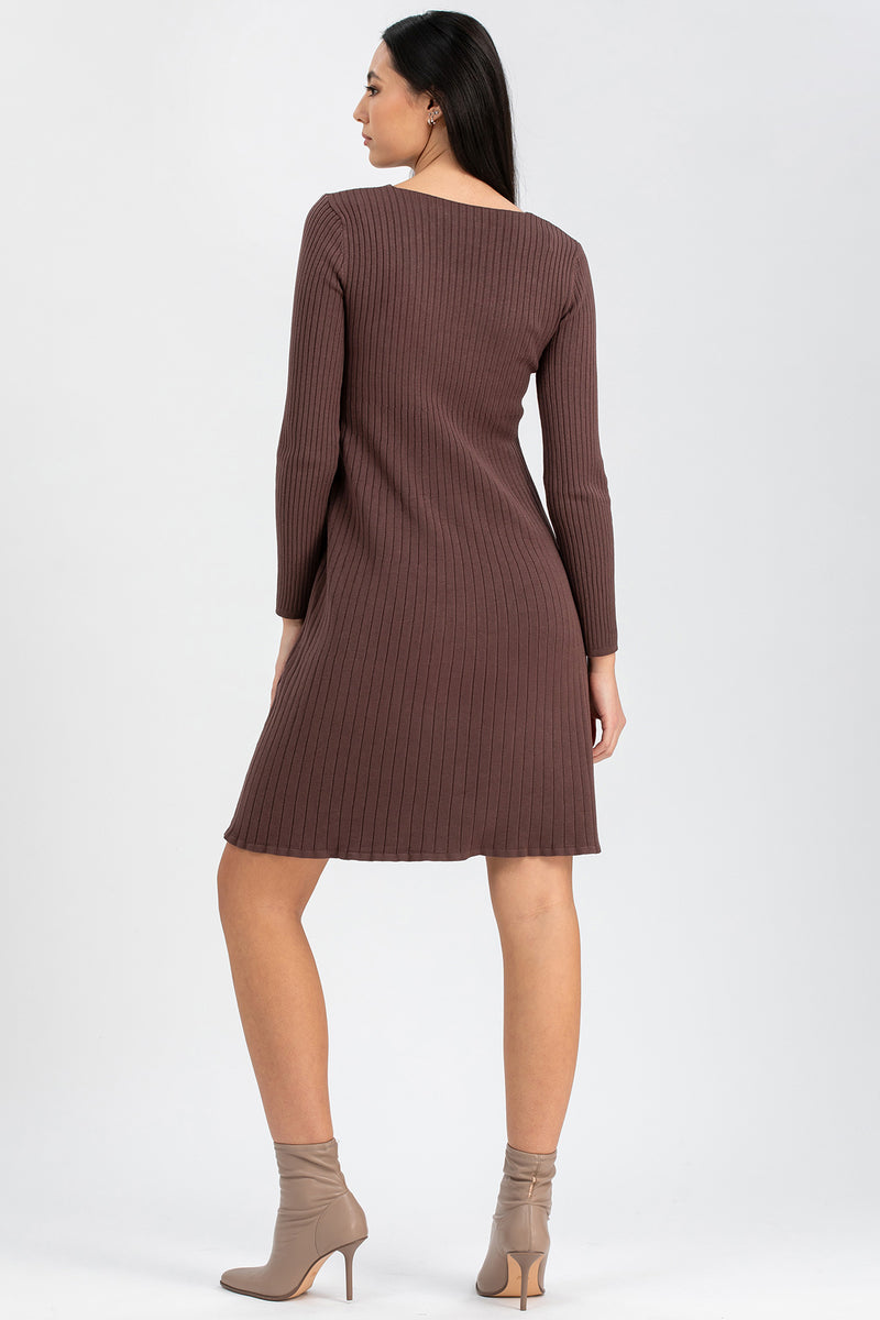 BIANCA | Abito Premaman Aderente Marrone con Scollo a V