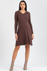 BIANCA | Abito Premaman Aderente Marrone con Scollo a V