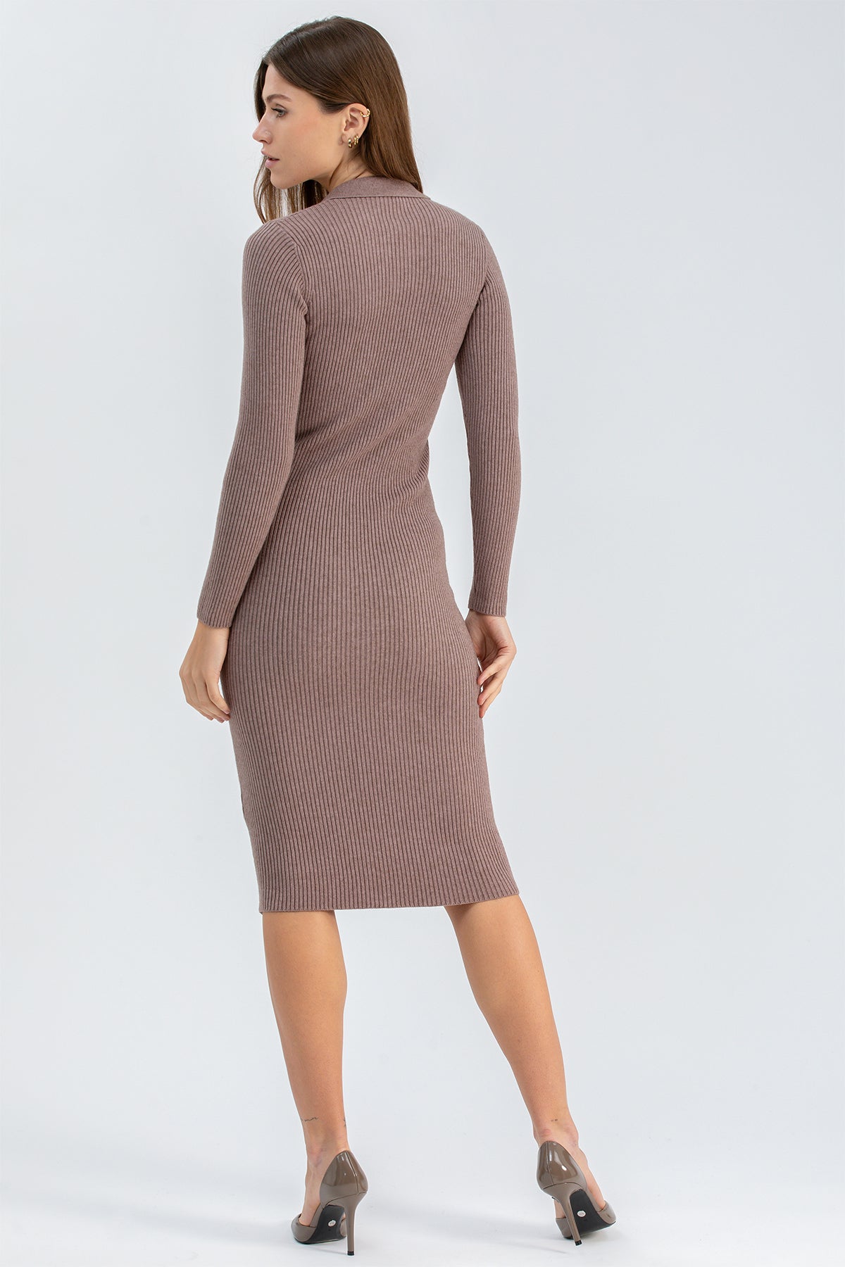 LAVINIA | Pink Fitted Polo-Style Dress with Collar
