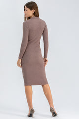 LAVINIA | Pink Fitted Dress with Collar