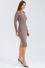 LAVINIA | Pink Fitted Dress with Collar