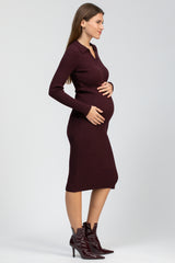 LAVINIA | Abito Premaman Stile Polo Aderente Bordeaux con Colletto