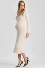 ANNA | Abito Premaman Aderente Bianco con Scollo a V