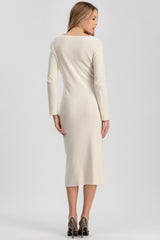 ANNA | Abito Premaman Aderente Bianco con Scollo a V