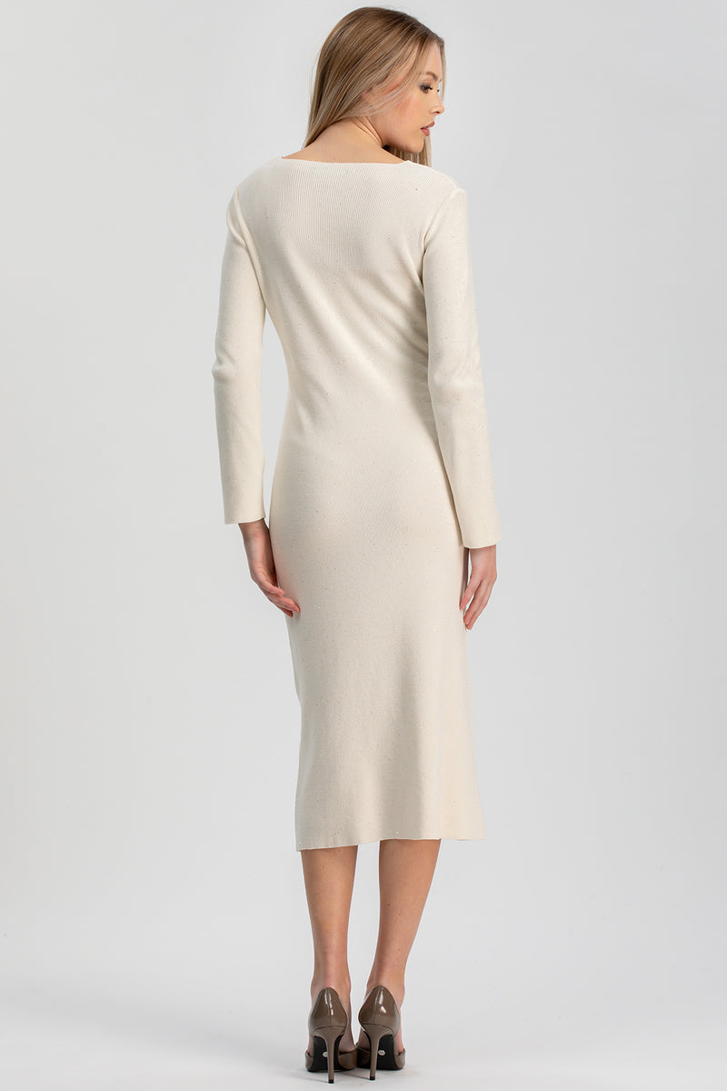 ANNA | Abito Premaman Aderente Bianco con Scollo a V