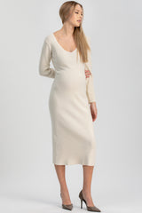 ANNA | Abito Premaman Aderente Bianco con Scollo a V