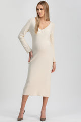 ANNA | Abito Premaman Aderente BIanco con Scollo a V