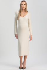 ANNA | Abito Premaman Aderente Bianco con Scollo a V