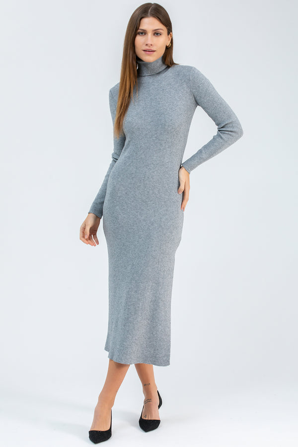 PENELOPE | Abito Aderente Grigio con Spacco Laterale