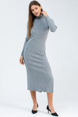 PENELOPE | Grey Fitted Dress with Side Slit