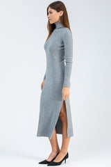 PENELOPE | Grey Fitted Dress with Side Slit