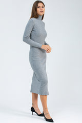 PENELOPE | Grey Fitted Dress with Side Slit