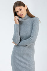 PENELOPE | Grey Fitted Dress with Side Slit
