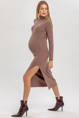 PENELOPE | Pink Fitted Maternity Dress with Side Slit