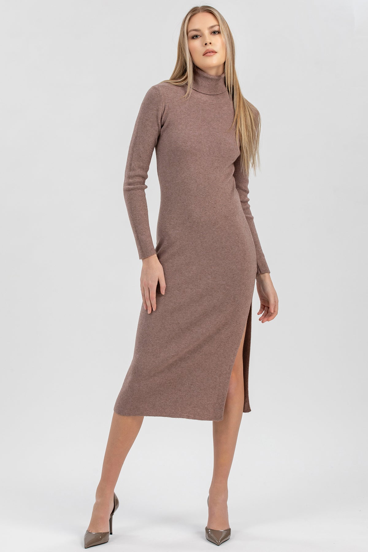 PENELOPE | Abito Aderente Rosa con Spacco Laterale