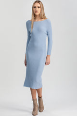 EMMA | Fitted Dress in Sky Blue with Long Sleeves