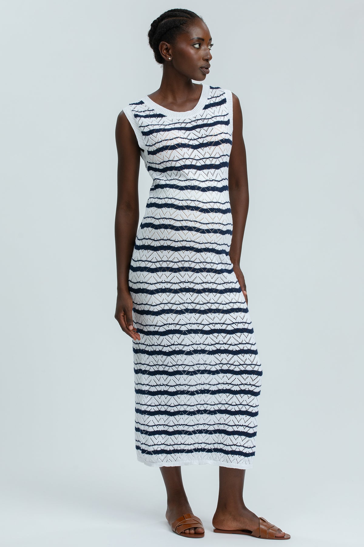 PARAGGI | Blue Striped Sleeveless Maternity Maxi Dress
