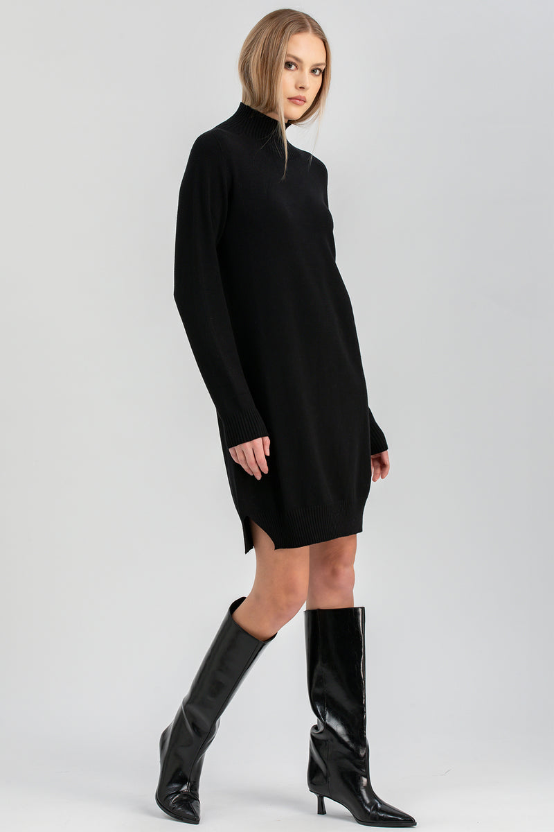 CORINNA | Abito Nero con Maniche Lunghe