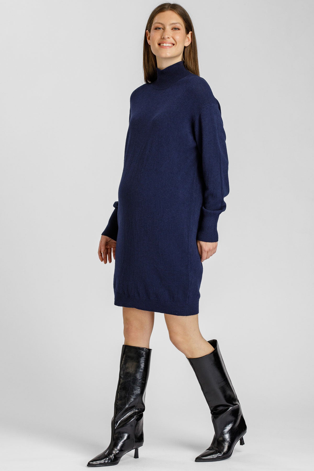 FELICIA | Cream Maternity Mini Dress with Long Sleeves
