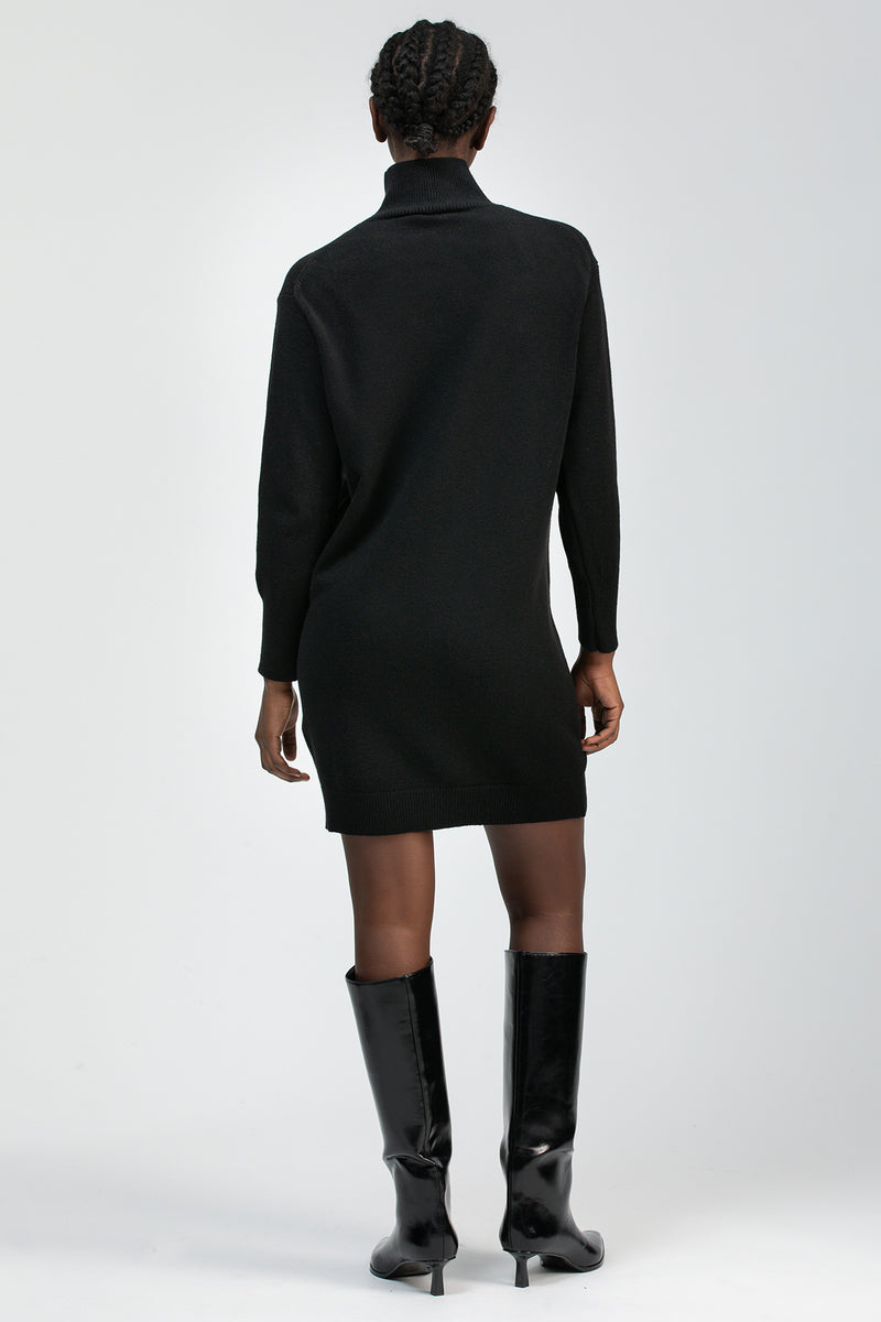 FELICIA | Black Maternity Mini Dress with Long Sleeves
