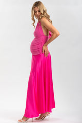 ATLANTE | Pink Maternity Evening Dress with Halter Neck
