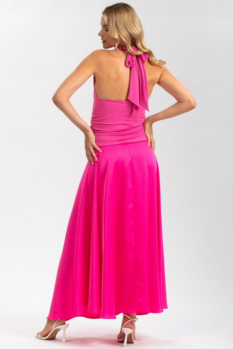 ATLANTE | Pink Maternity Evening Dress with Halter Neck