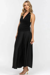 ATLANTE | Black Maternity Evening Dress with Halter Neck