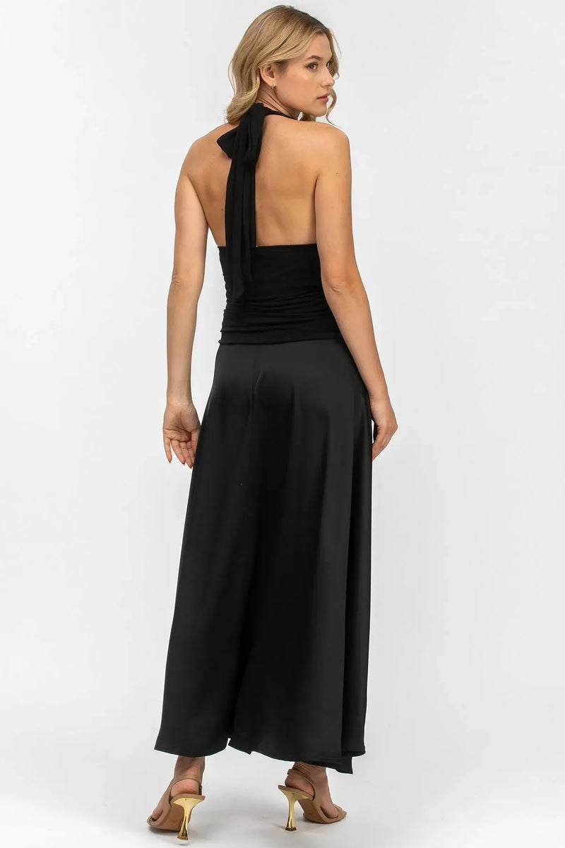 ATLANTE | Black Maternity Evening Dress with Halter Neck