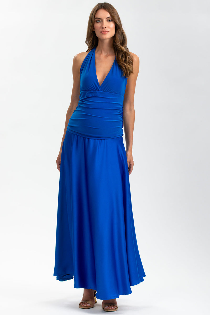 ATLANTE | Blue Maternity Evening Dress with Halter Neck