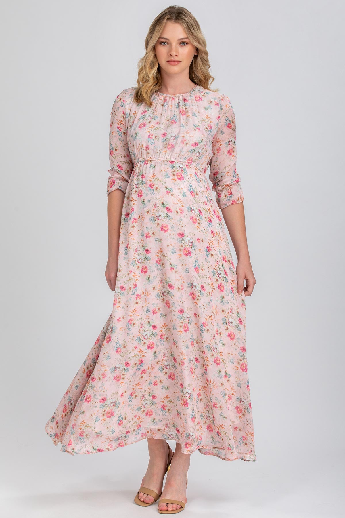 Maternity dress in printed chiffon