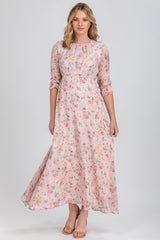 Maternity dress in printed chiffon