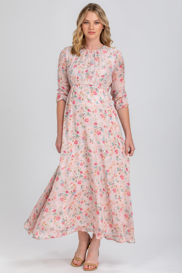 Maternity dress in printed chiffon