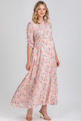JASMINE QA42 | Maternity Dress in Printed Chiffon 