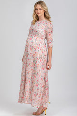 JASMINE QA42 | Maternity Dress in Printed Chiffon 