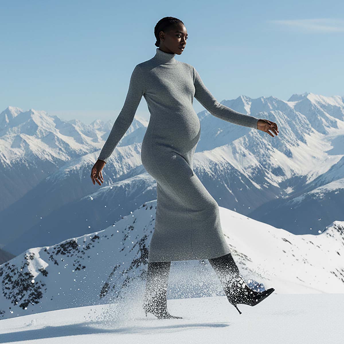 Abito premaman a maglia con collo alto