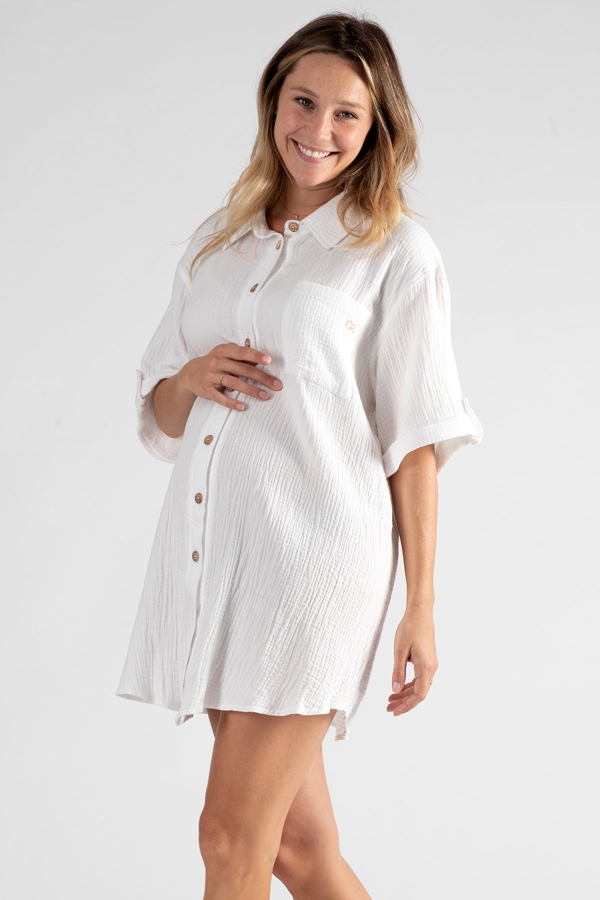 BERTILLE | Abito Chemisier Premaman e Allattamento Bianco