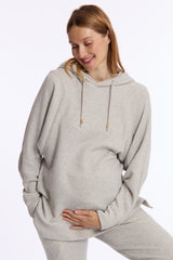 BILLIE | Felpa Premaman e Allattamento Grigia con Cappuccio